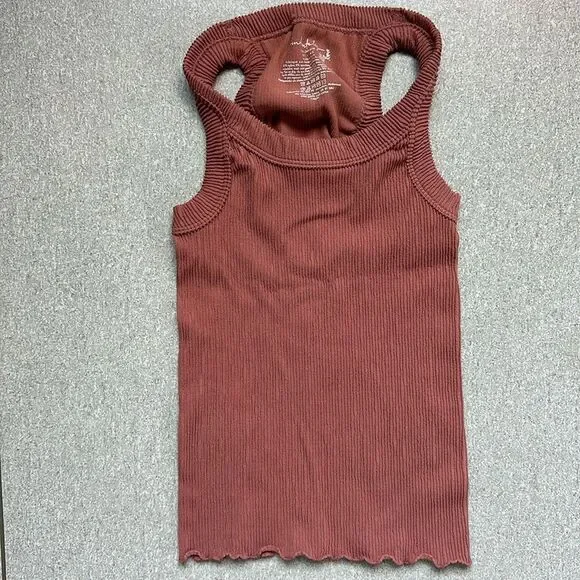 Free People Rust Ribbed Racerback Tank Top - Picture 3 of 14